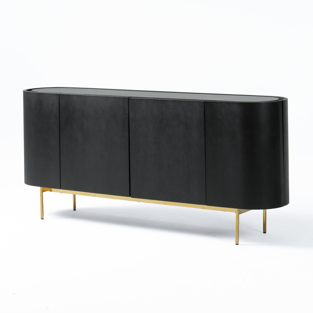 Bowie  Mid-Century Modern Black Oak + Brass Buffet