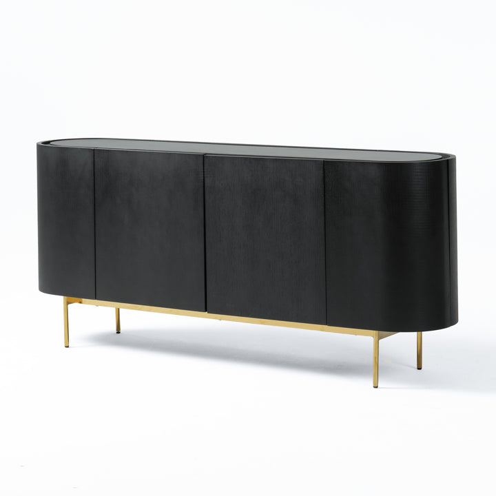 Bowie  Mid-Century Modern Black Oak + Brass Buffet