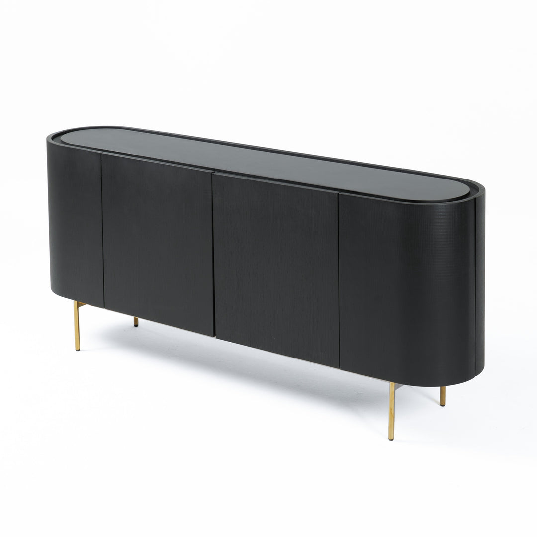 Bowie  Mid-Century Modern Black Oak + Brass Buffet