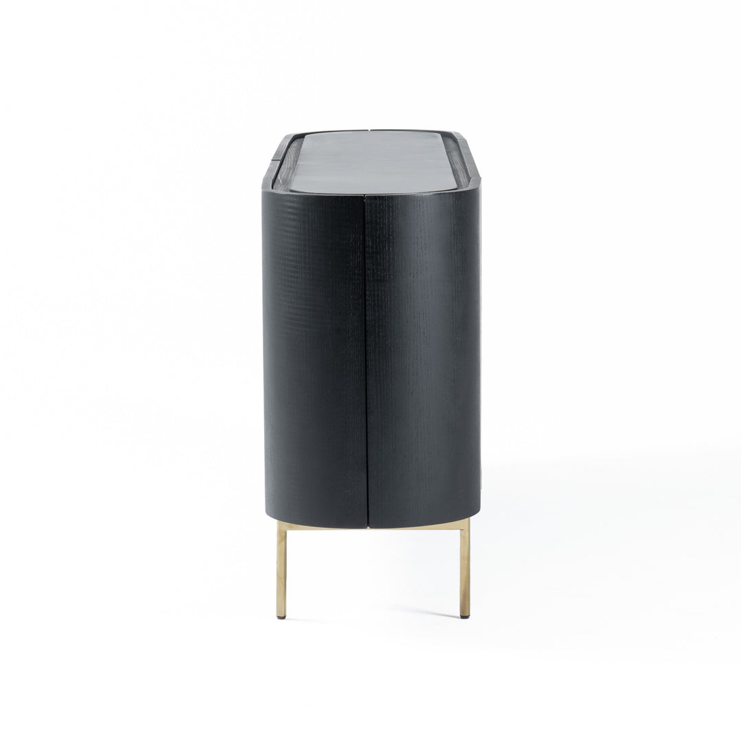 Bowie  Mid-Century Modern Black Oak + Brass Buffet