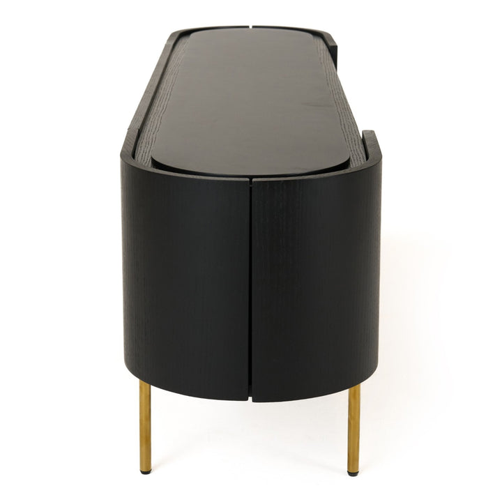 Bowie - Mid-Century Modern Black Oak + Brass TV Stand