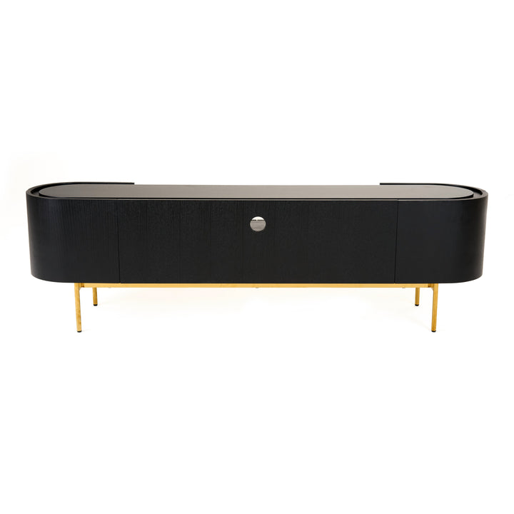 Bowie - Mid-Century Modern Black Oak + Brass TV Stand