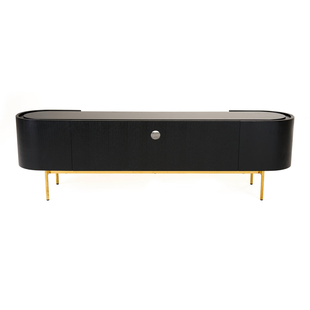 Bowie - Mid-Century Modern Black Oak + Brass TV Stand