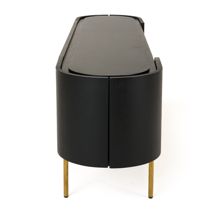 Bowie - Mid-Century Modern Black Oak + Brass TV Stand