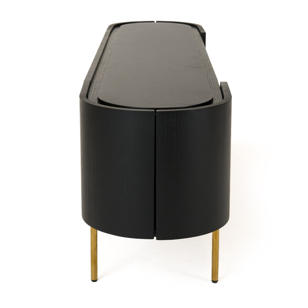 Bowie - Mid-Century Modern Black Oak + Brass TV Stand