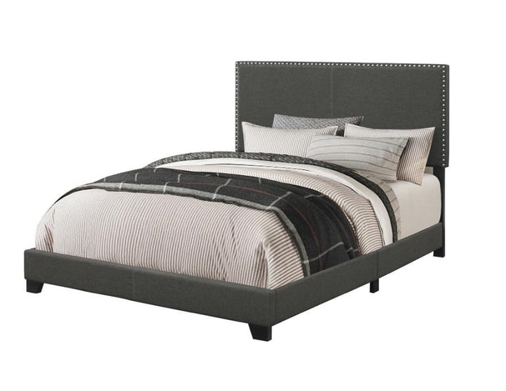 Boyd - Upholstered Eastern King Panel Bed - Charcoal Upholstered Bed modern furniture Contempo Furniture