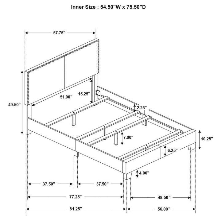 Boyd - Upholstered Full Panel Bed - Ivory Upholstered Bed modern furniture Contempo Furniture