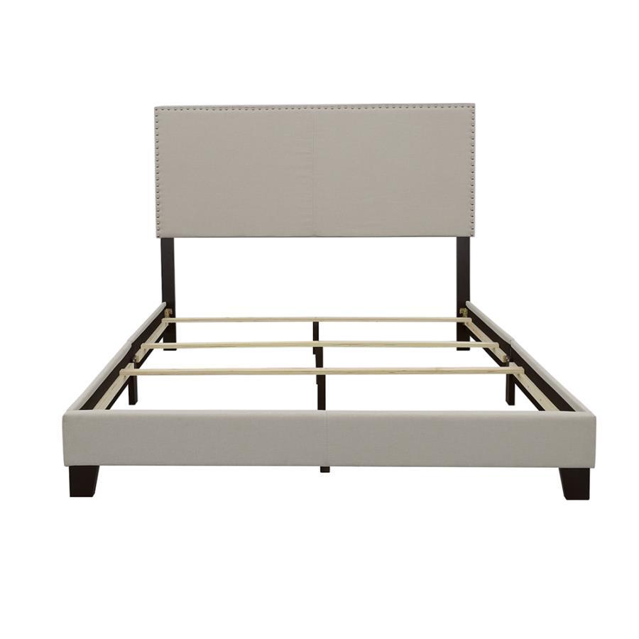Boyd - Upholstered Queen Panel Bed - Ivory Upholstered Bed modern furniture Contempo Furniture