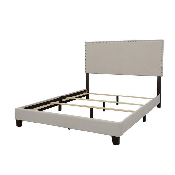 Boyd - Upholstered Queen Panel Bed - Ivory Upholstered Bed modern furniture Contempo Furniture