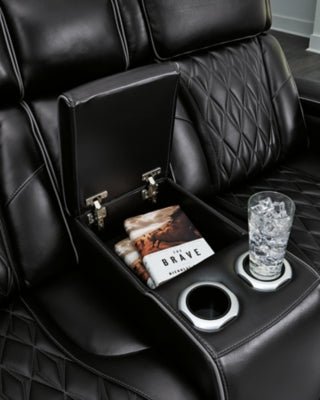 Boyington Power Reclining Loveseat with Console - Black Reclining Loveseat modern furniture Contempo Furniture