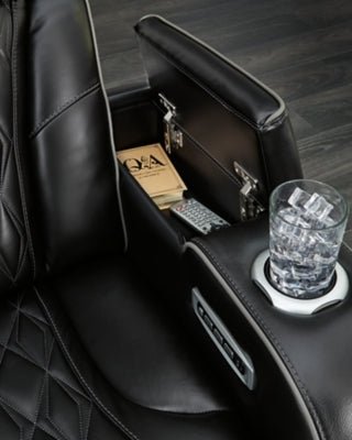 Boyington Power Reclining Loveseat with Console - Black Reclining Loveseat modern furniture Contempo Furniture