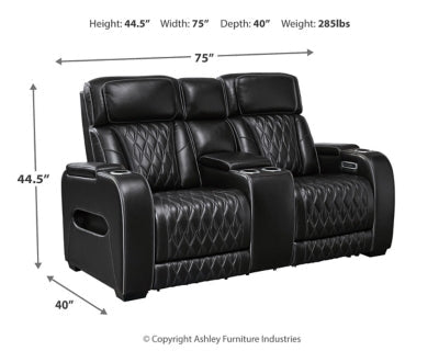 Boyington Power Reclining Loveseat with Console - Black Reclining Loveseat modern furniture Contempo Furniture