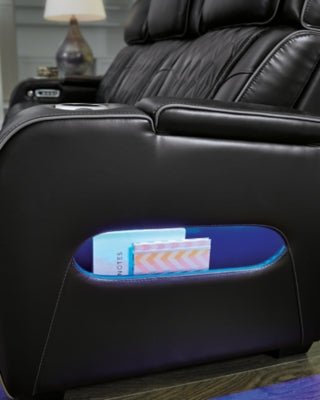 Boyington Power Reclining Loveseat with Console - Black Reclining Loveseat modern furniture Contempo Furniture