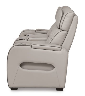 Boyington Power Reclining Loveseat with Console - Gray Reclining Loveseat modern furniture Contempo Furniture