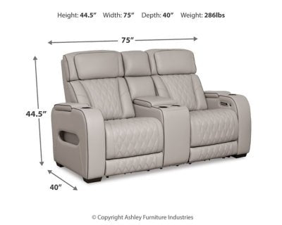 Boyington Power Reclining Loveseat with Console - Gray Reclining Loveseat modern furniture Contempo Furniture