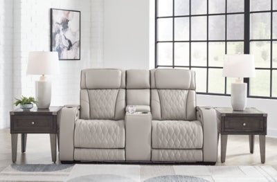 Boyington Power Reclining Loveseat with Console - Gray Reclining Loveseat modern furniture Contempo Furniture