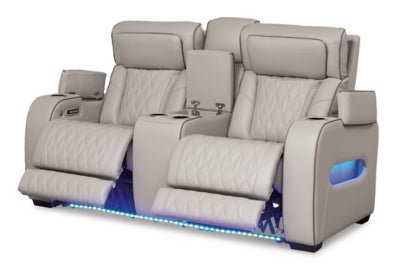 Boyington Power Reclining Loveseat with Console - Gray Reclining Loveseat modern furniture Contempo Furniture