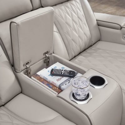 Boyington Power Reclining Loveseat with Console - Gray Reclining Loveseat modern furniture Contempo Furniture