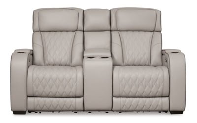 Boyington Power Reclining Loveseat with Console - Gray | Ashley Furniture