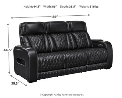 Boyington Power Reclining Sofa - Black Reclining Sofa modern furniture Contempo Furniture
