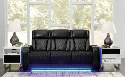 Boyington Power Reclining Sofa - Black Reclining Sofa modern furniture Contempo Furniture