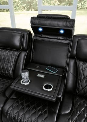 Boyington Power Reclining Sofa - Black Reclining Sofa modern furniture Contempo Furniture