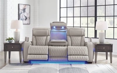 Boyington Power Reclining Sofa - Gray Reclining Sofa modern furniture Contempo Furniture