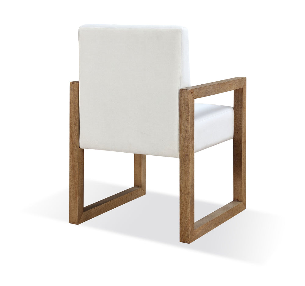 Modus Furniture Jvlh64 One Modern Coastal Sled Leg Upholstered Dining Arm Chair In White Pearl And Bisque