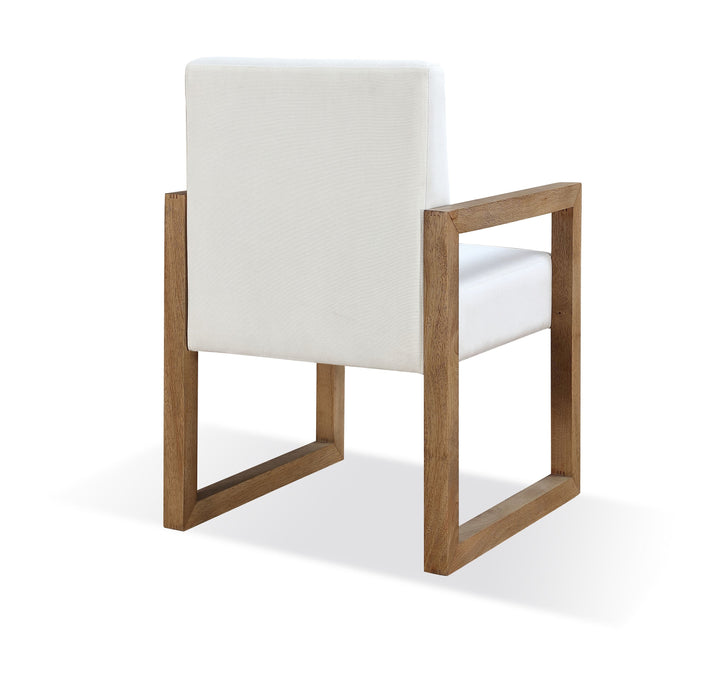 Modus Furniture Jvlh64 One Modern Coastal Sled Leg Upholstered Dining Arm Chair In White Pearl And Bisque