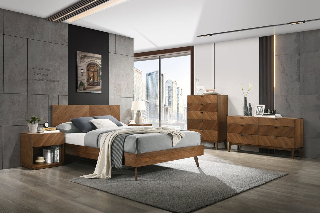Kamela -Modern Walnut EK Bedroom Set