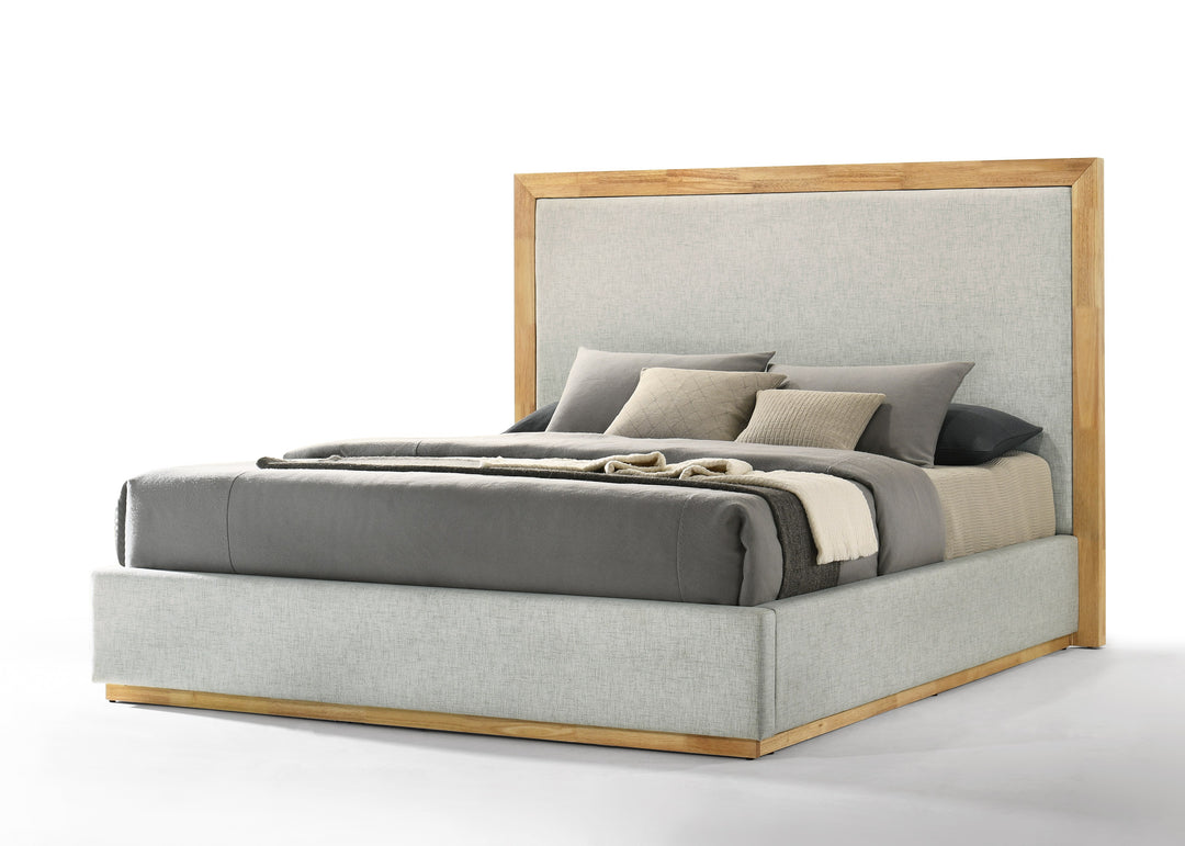 Eastern King Santa Barbara - Modern Grey Fabric + Natural Bed