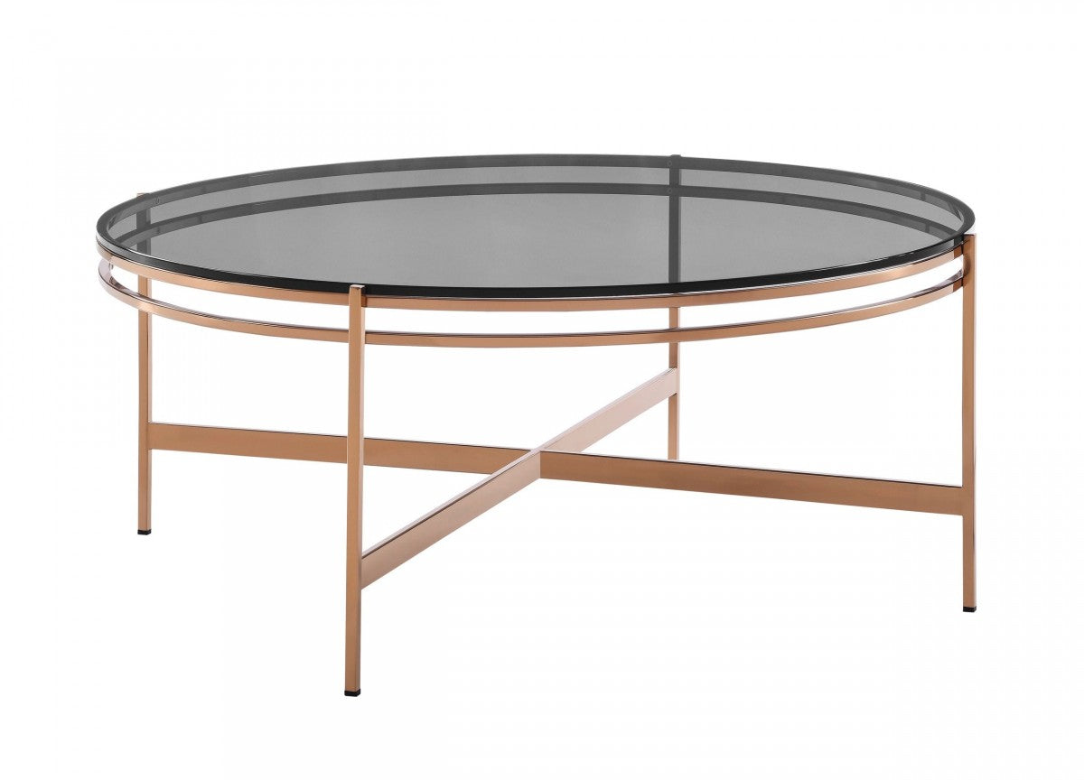 Bradford - Modern Smoked Glass  and  Rosegold Coffee Table