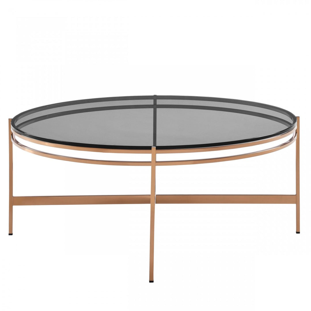 Bradford  Modern Smoked Glass & Rosegold Coffee Table