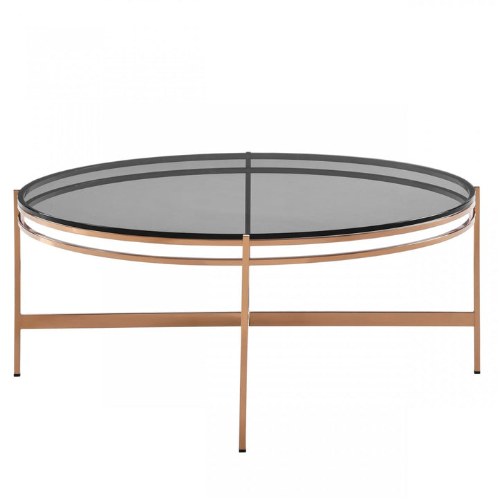 Bradford  Modern Smoked Glass & Rosegold Coffee Table