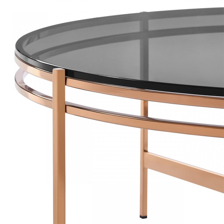 Bradford  Modern Smoked Glass & Rosegold Coffee Table