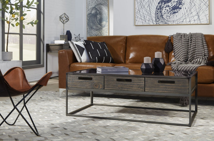 Bradley Three - Drawer Coffee Table in Double Fudge Coffee Table modern furniture Contempo Furniture