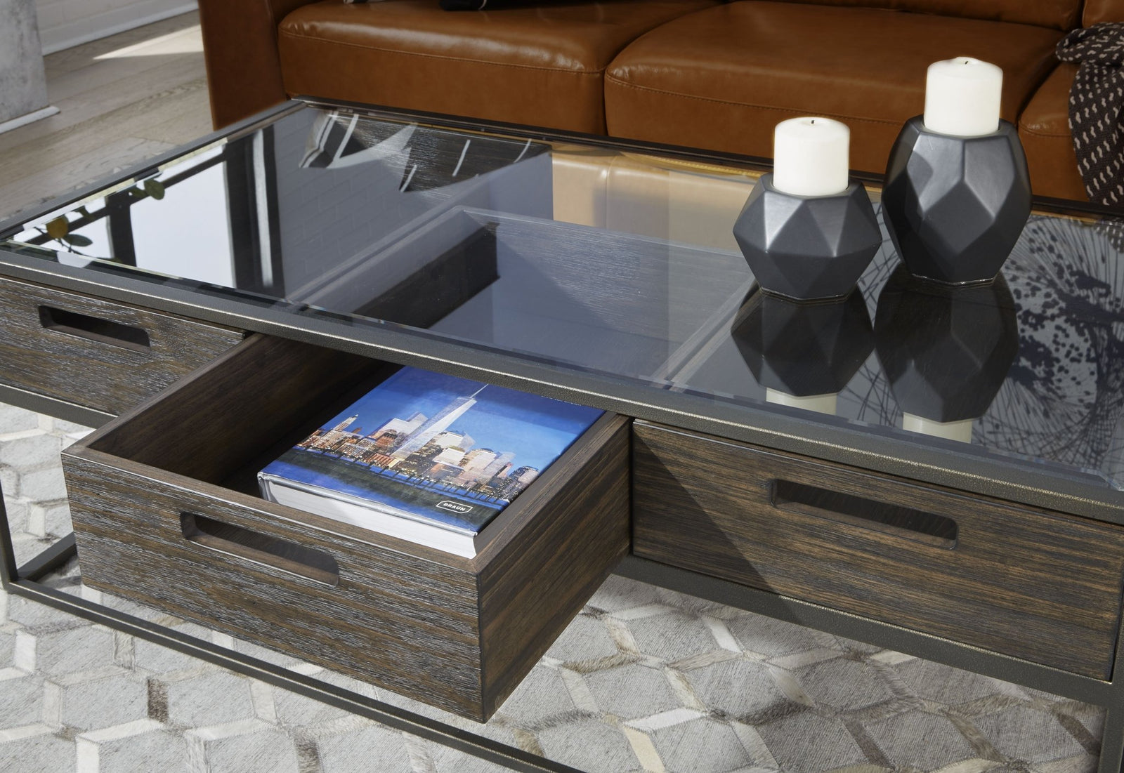 Bradley Three - Drawer Coffee Table in Double Fudge Coffee Table modern furniture Contempo Furniture