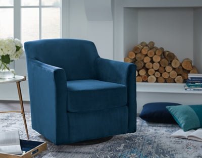 Bradney Swivel Accent Chair - Blue Swivel Chair modern furniture Contempo Furniture