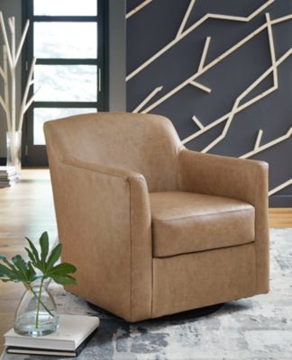 Bradney Swivel Accent Chair - Light Brown Swivel Chair modern furniture Contempo Furniture