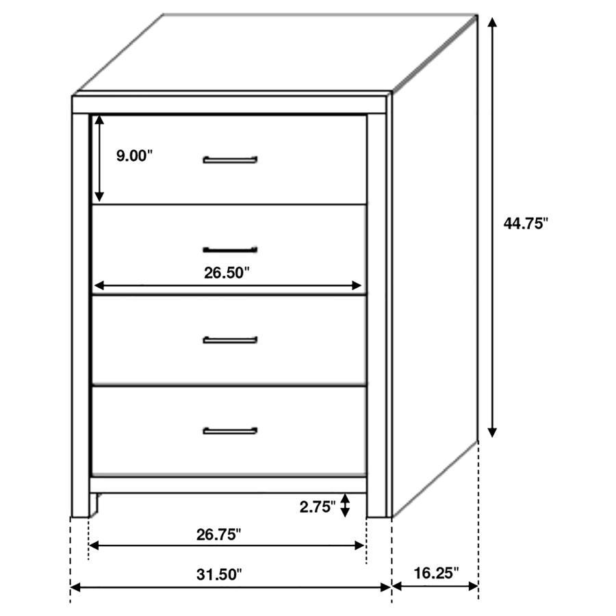 Brantford - 4 - Drawer Bedroom Chest - Barrel Oak Accent Chest modern furniture Contempo Furniture