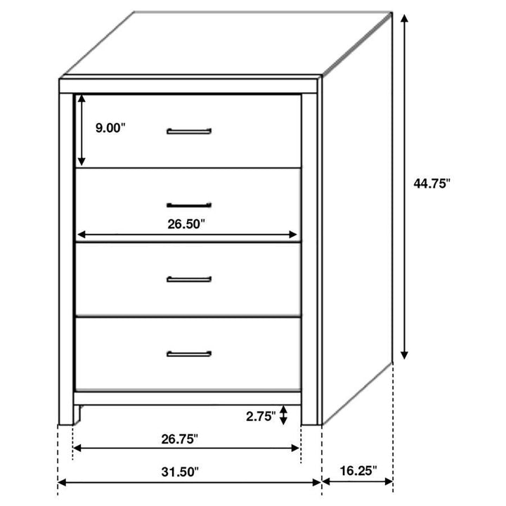 Brantford - 4 - Drawer Bedroom Chest - Coastal White Accent Chest modern furniture Contempo Furniture