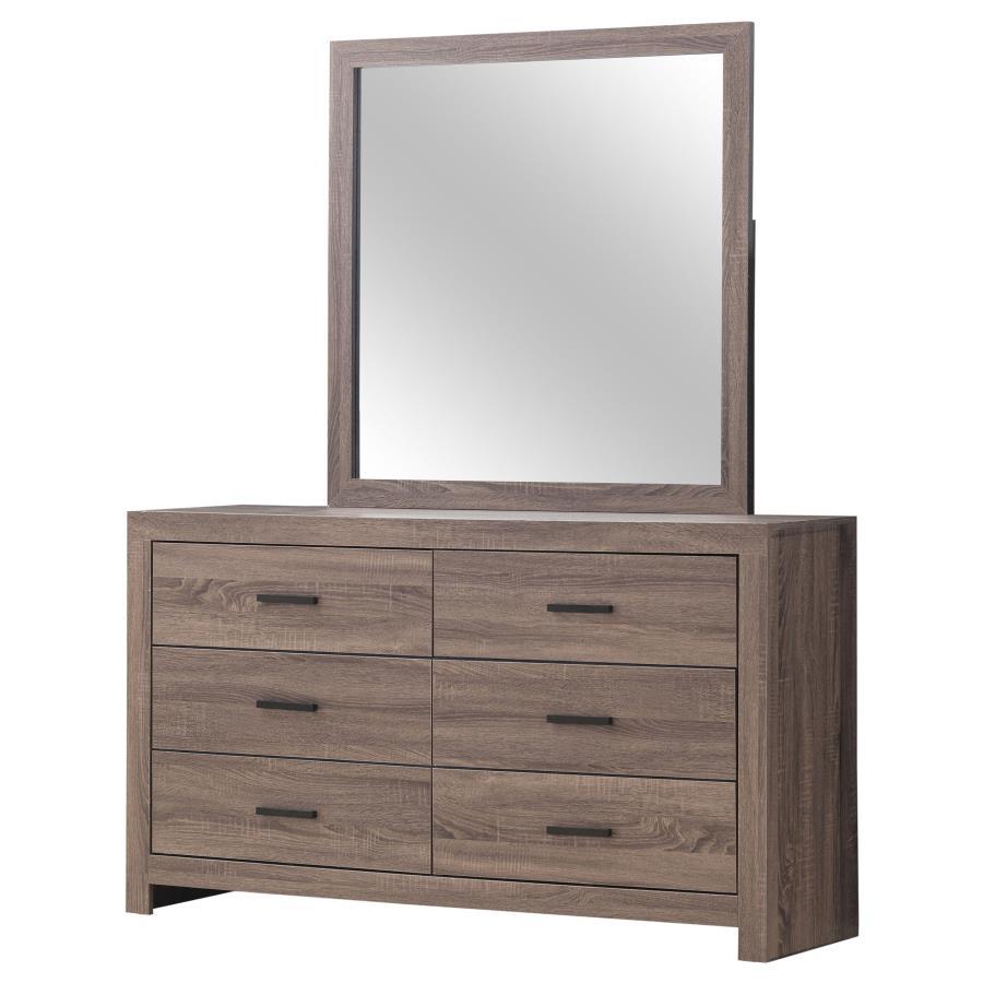 Brantford - 6 - Drawer Dresser With Mirror - Barrel Oak Dresser & Mirror modern furniture Contempo Furniture