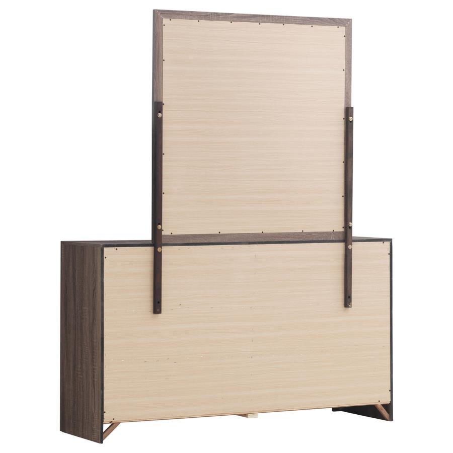 Brantford - 6 - Drawer Dresser With Mirror - Barrel Oak Dresser & Mirror modern furniture Contempo Furniture
