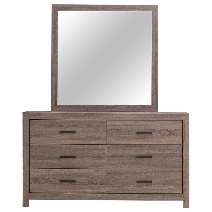 Brantford - 6 - Drawer Dresser With Mirror - Barrel Oak Dresser &amp; Mirror modern furniture Contempo Furniture