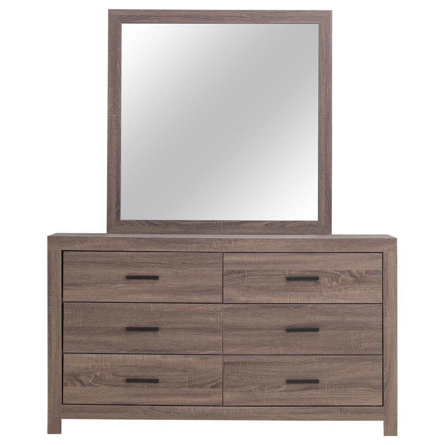 Brantford - 6 - Drawer Dresser With Mirror - Barrel Oak Dresser & Mirror modern furniture Contempo Furniture