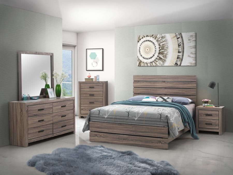Brantford - 6 - Drawer Dresser With Mirror - Barrel Oak Dresser & Mirror modern furniture Contempo Furniture