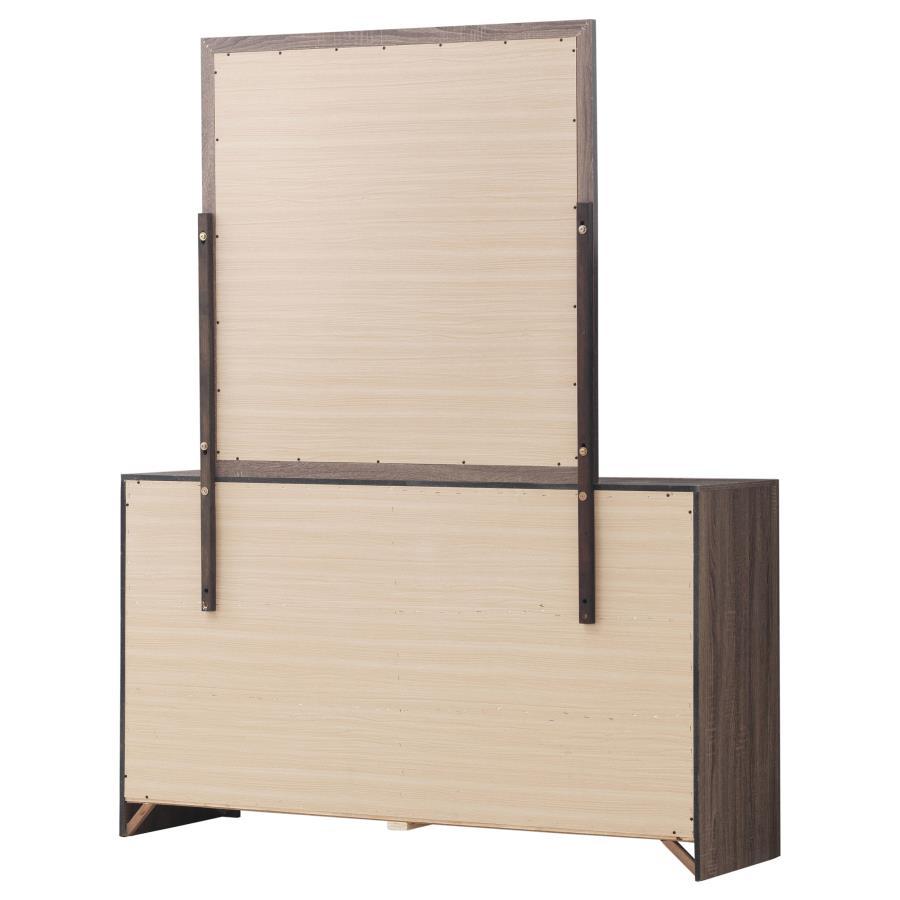 Brantford - 6 - Drawer Dresser With Mirror - Barrel Oak Dresser & Mirror modern furniture Contempo Furniture
