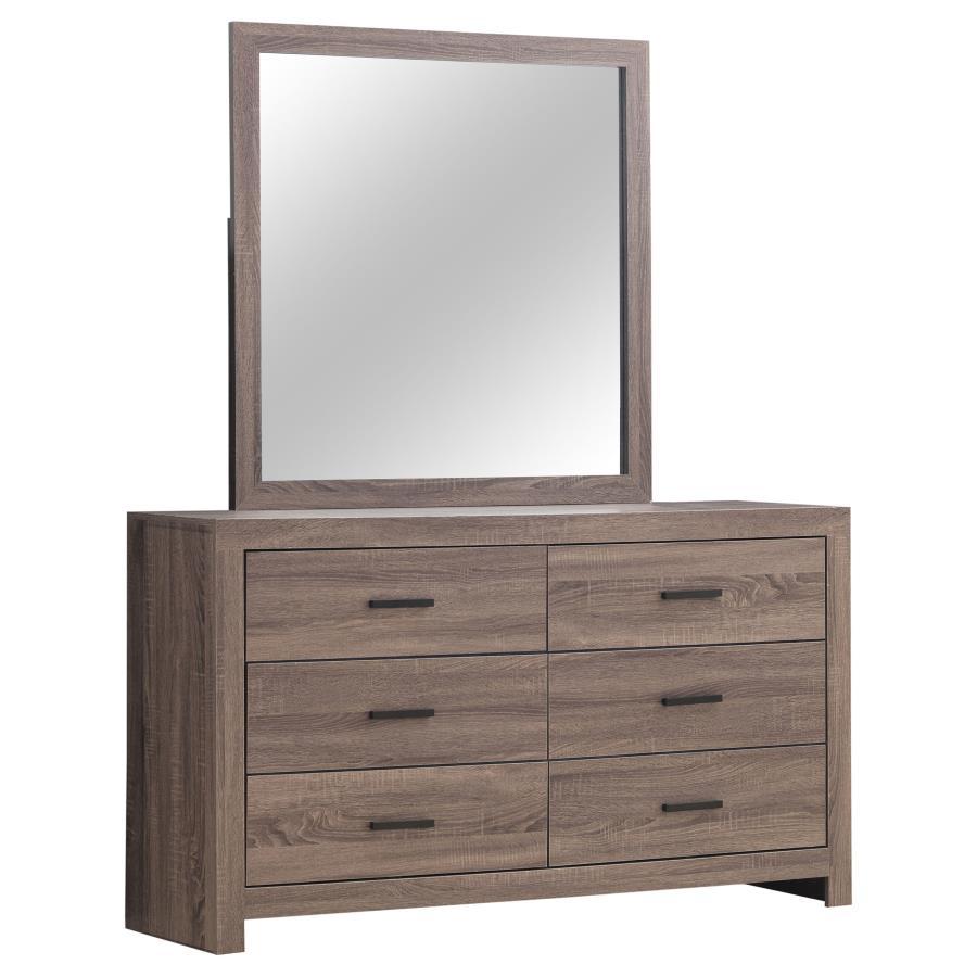 Brantford - 6 - Drawer Dresser With Mirror - Barrel Oak Dresser & Mirror modern furniture Contempo Furniture