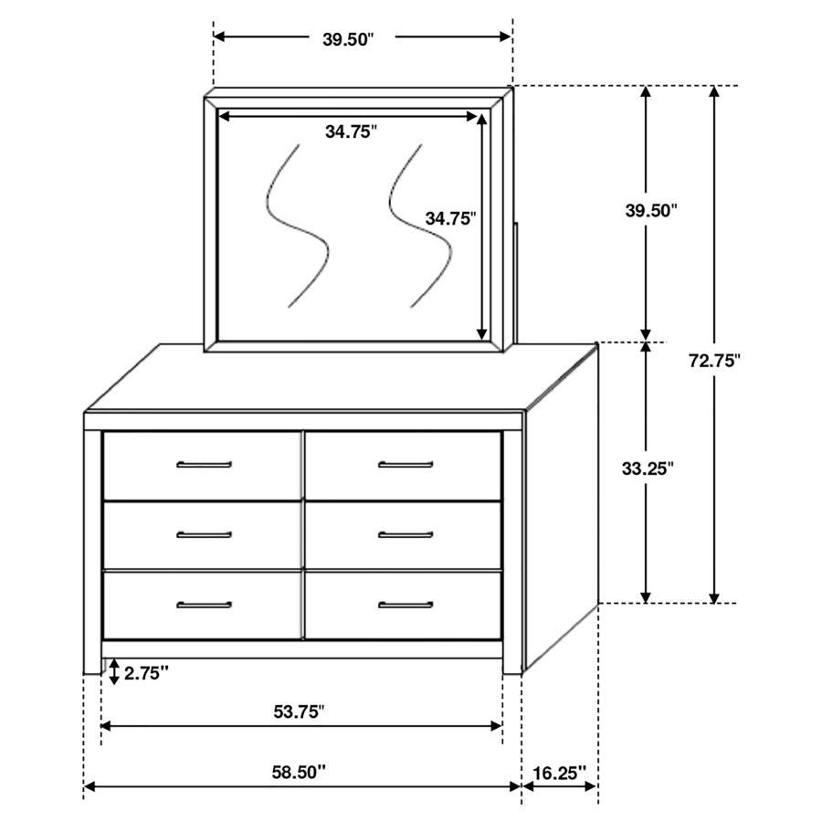 Brantford - 6 - Drawer Dresser With Mirror - Barrel Oak Dresser & Mirror modern furniture Contempo Furniture