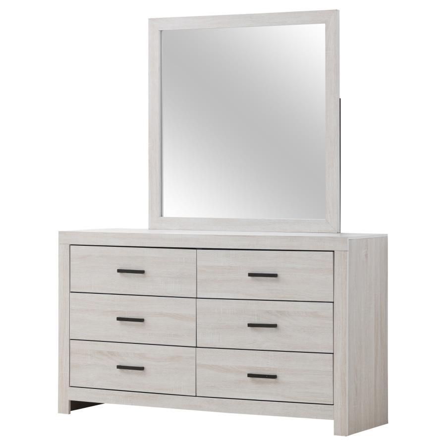 Brantford - 6 - Drawer Dresser With Mirror - Coastal White Dresser & Mirror modern furniture Contempo Furniture